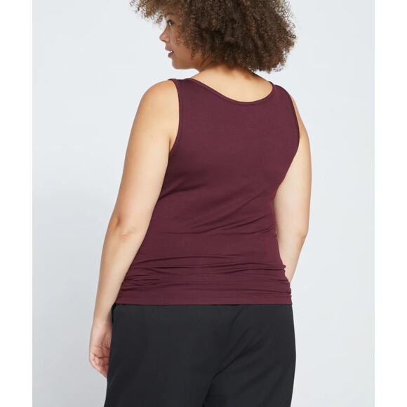 Universal Standard Square Neck Tank Top 4XS 00 0 Black Cherry Red NWT Shirt - Picture 2 of 5